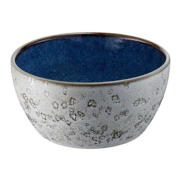 Šedá kameninová miska s vnitřní glazurou v tmavě modré barvě Bitz Mensa, průměr 12 cm