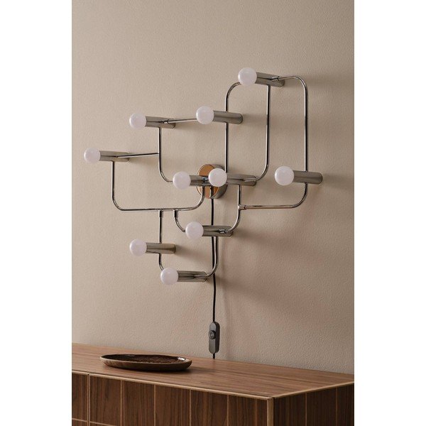 Valge/läikiv hõbedane metallist hämardatav seinavalgusti pistikupesa jaoks Geometric - Jotex-image-2