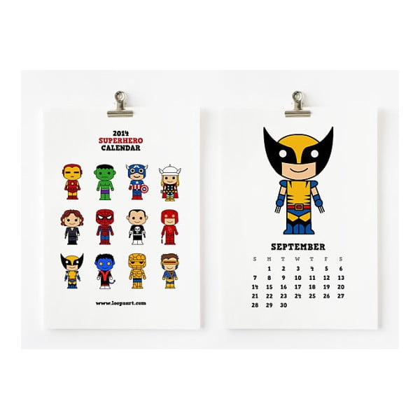 Kalendář na rok 2014 - Cute Superhero