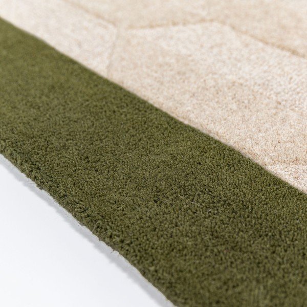 Roheline/naturaalne käsitsi kootud villane jooksja 60x230 cm Apex Border Wool - Flair Rugs-image-2