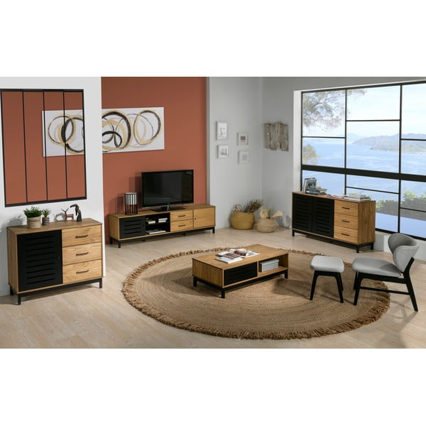 Puitkonstruktsiooniga ja mustade detailidega telerilaud Alessia - Marckeric-image-1