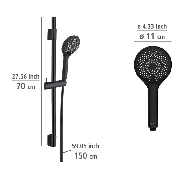 Mustast roostevabast terasest dušikomplekt 70cm Water Saving - Wenko-image-1