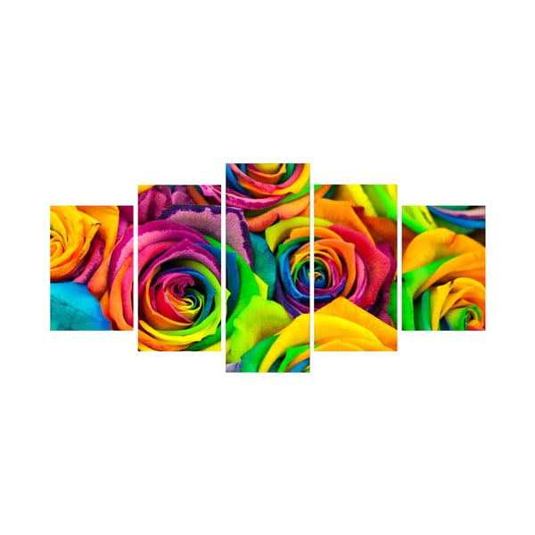 5dílný obraz Funky Rose, 50 x 100 cm