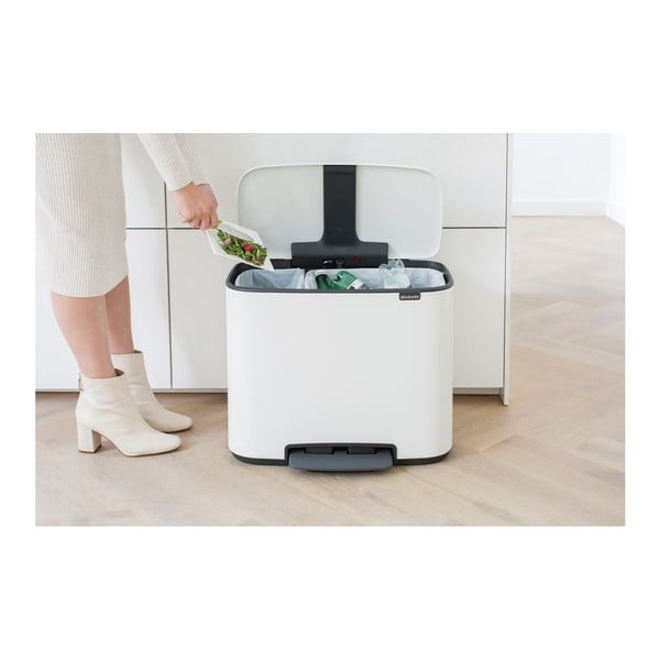 Valge astmeline terasest prügikast sorteeritud jäätmete jaoks 34 l Bo – Brabantia-image-4
