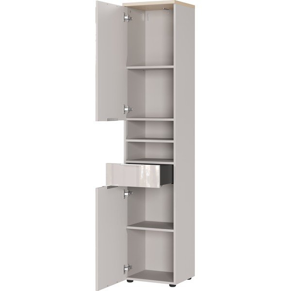 Kreemikas läikiv kõrge/kitsas vannitoakapp 39x190 cm Tavira - Germania-image-3