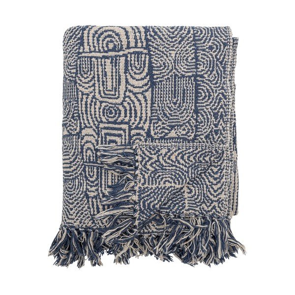 Sinine puuvillaseguga tekk 130x160 cm Bresso - Bloomingville