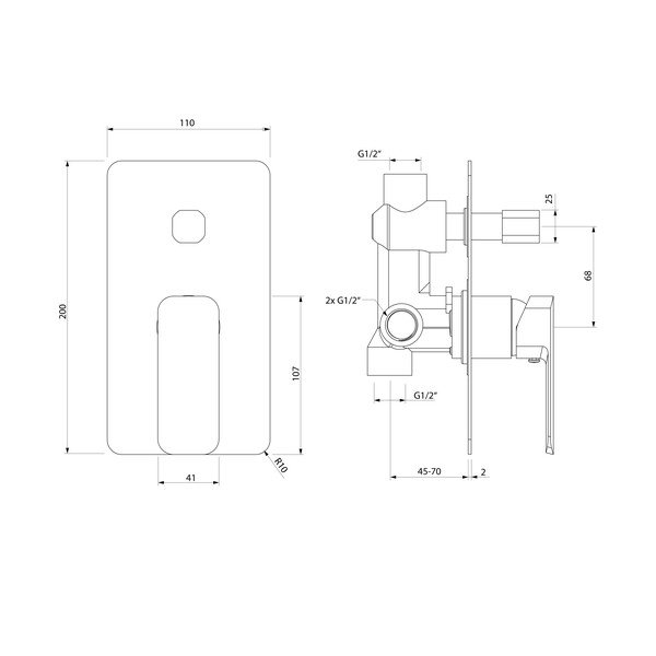 Hõbe dušisegisti (2 väljundit) Spy - Sapho-image-1