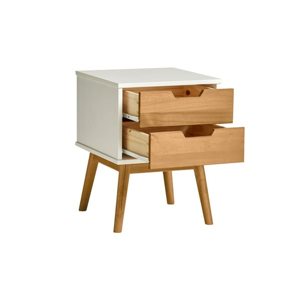 Valge ja pruun öökapp, mis on valmistatud massiivsest männipuidust Baku - Marckeric-image-3