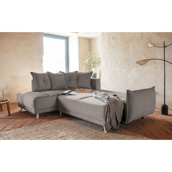 Helepruun velvetist nurgadiivanvoodi (vasak nurk) Lazy Lukka - Miuform-image-4