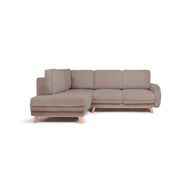 Taupe värvi velvetist diivanvoodi/panipaigaga nurgadiivan (vasak nurk/L-kujuline) Tori - Bonami Selection