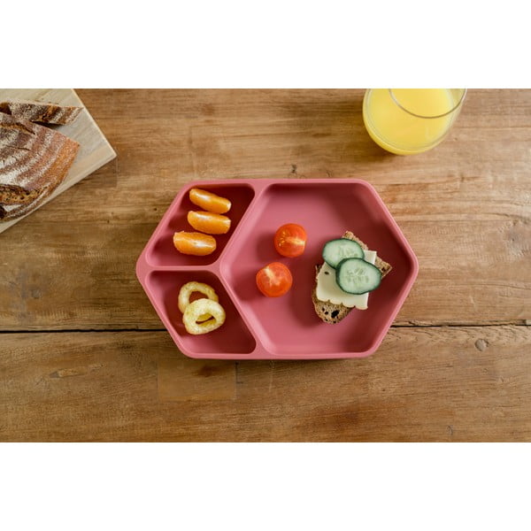 Punane silikoonist beebi taldrik 16x25 cm – Kindsgut-image-1