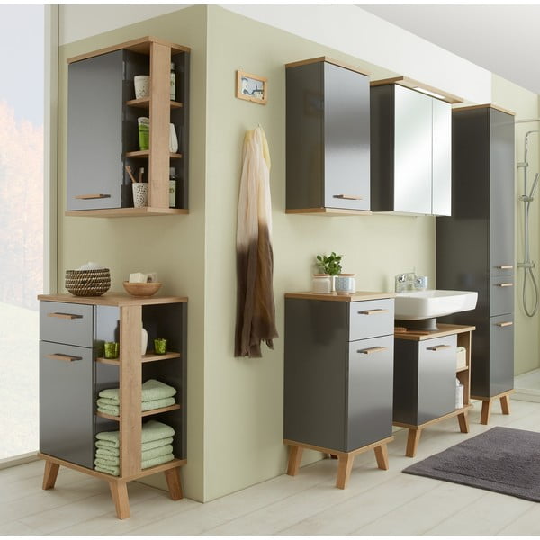 Hall tammespoonist madal vannitoakapp 35,5x89,5 cm Quickset 924 - Pelipal-image-2