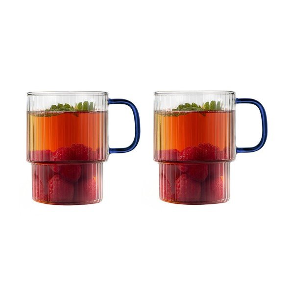 Sinised klaasist kruusid cappuccino jaoks 2 tk komplektis 350 ml Livio - Vialli Design