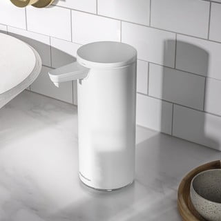 Valge kontaktivaba metallist seebidosaator 266 ml - simplehuman