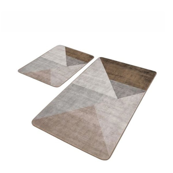 Hallikaspruunid sametist vannitoamatid 2tk komplektis 60x100 cm - Mila Home