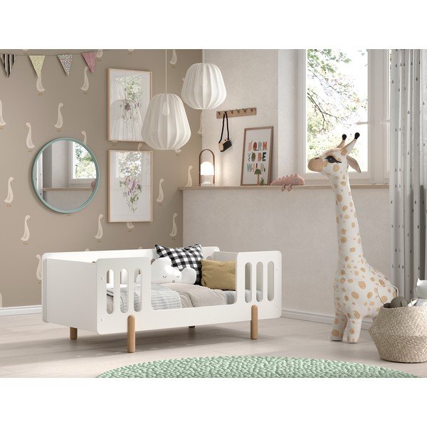 Valge männipuidust võrevoodi 70x140 cm SMILE - Vipack-image-1