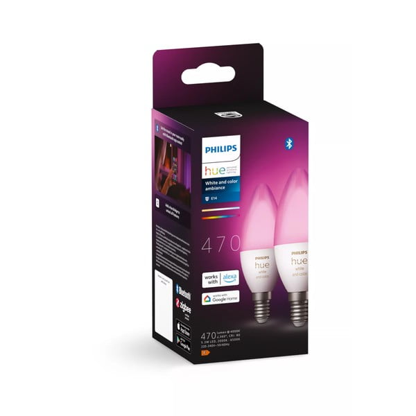 LED nutipirnid 2tk komplektis E14, 5W White and color ambiance - Philips Hue