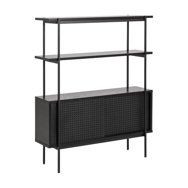 Must tuhkpuidu dekooriga lükandustega raamaturiiul 94x114 cm Angus – Actona-image-2