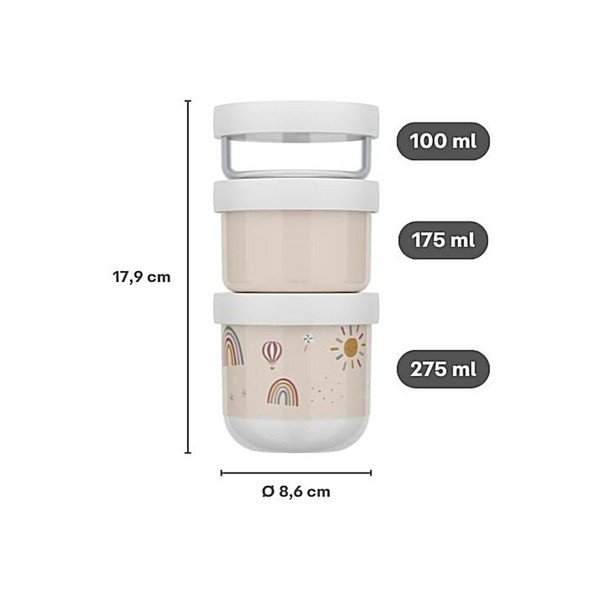 Helerohelised plastmassist laste suupistekarbid 3-osalise komplektiga Little Farm - Mepal-image-4