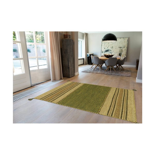 Zelený ručně vyráběný bavlněný koberec Arte Espina Navarro 2916, 60 x 90 cm
