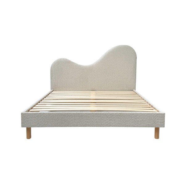 Beež polsterdatud kaheinimesevoodi liistudest raamiga 160x200 cm Celina - Bobochic Paris