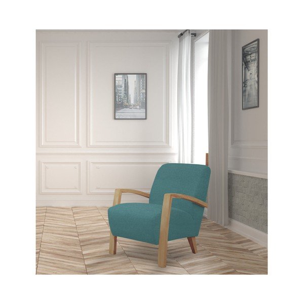 Tyrkysové křeslo se světlou konstrukcí Windsor & Co. Luna-image-3