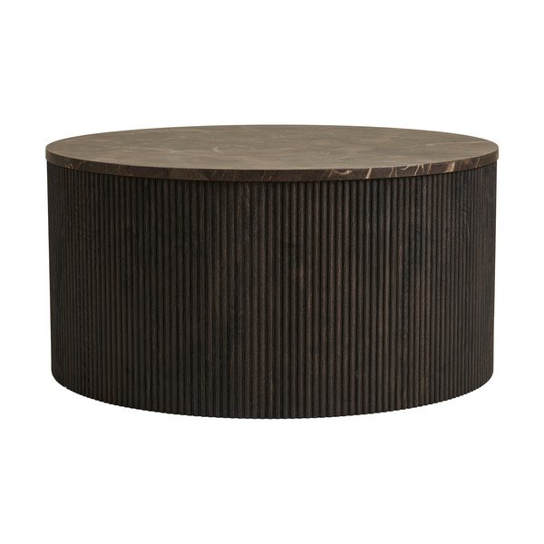 Tumepruun ümmargune diivanilaud marmorimustriga plaadiga ø 80 cm Rota – House Nordic-image-4