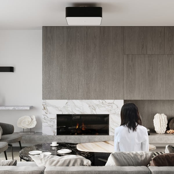 Must laevalgusti klaasist-tekstiilist varjuga 55x55 cm Kortez - Sollux-image-4