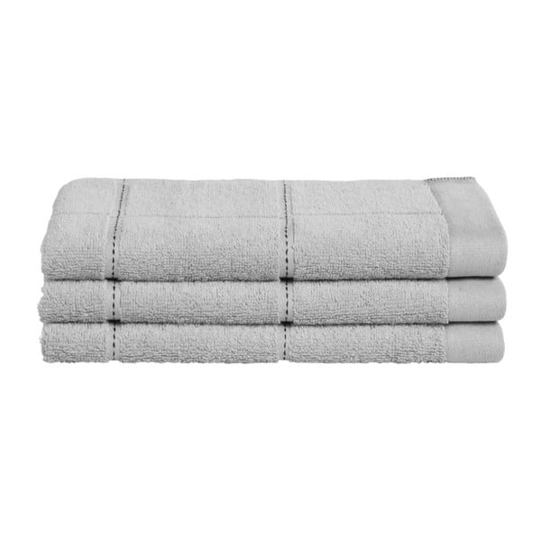 Sada 3 šedých ručníků z organické bavlny Seahorse, 30 x 50 cm