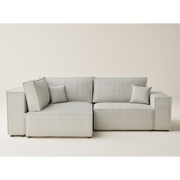 Kreemikas sametist diivanvoodi/panipaigaga nurgadiivan (vasak nurk/L-kujuline) Tonga - Maison de Rêve-image-2