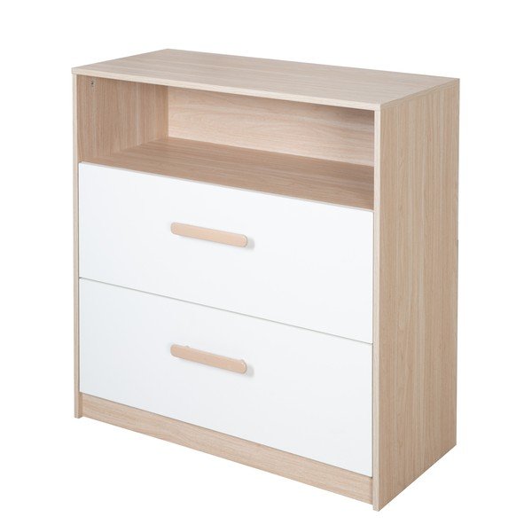 Valge/loomulikku värvi tammepuust lastekapp koos muutmislauaga 88x98x75 cm Cabane - Roba-image-3