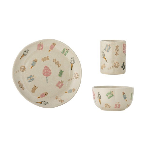 Kivikeraamikast laste sööginõude komplekt, 3 osa Sweets - Bloomingville Mini