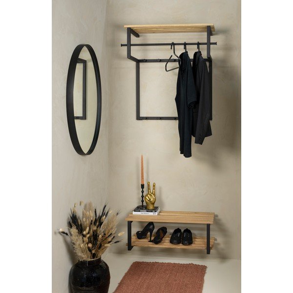 Must-puiduvärvi metallist seinanagi koos riiuliga Rizzoli - Spinder Design-image-1