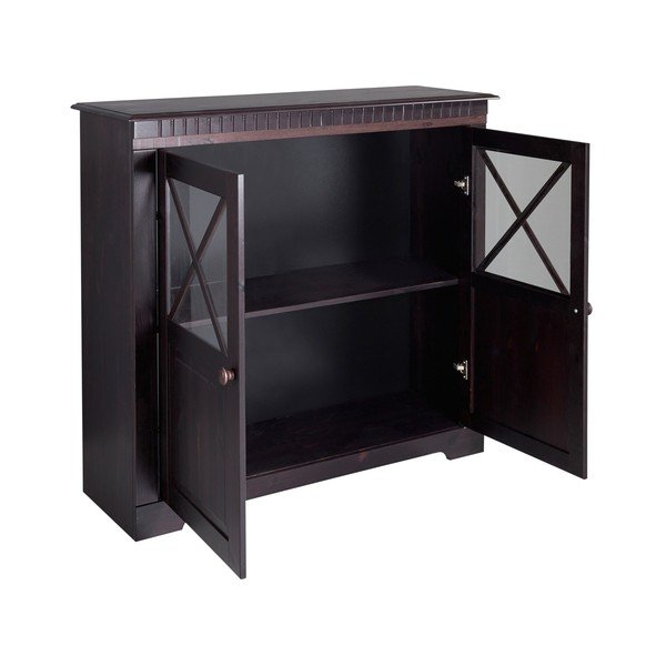 Tumepruun männipuidust vitriinkapp 95x35 cm Lisa - Støraa-image-2