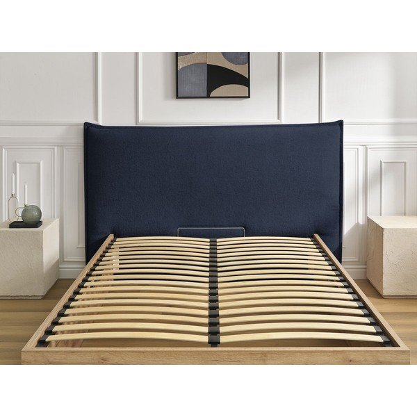 Sinine polsterdatud polsterdatud/puitlaastplaadist kaheinimesevoodi panipaigaga ja liistudest raamiga 180x200 cm Charlie - Bobochic Paris-image-4