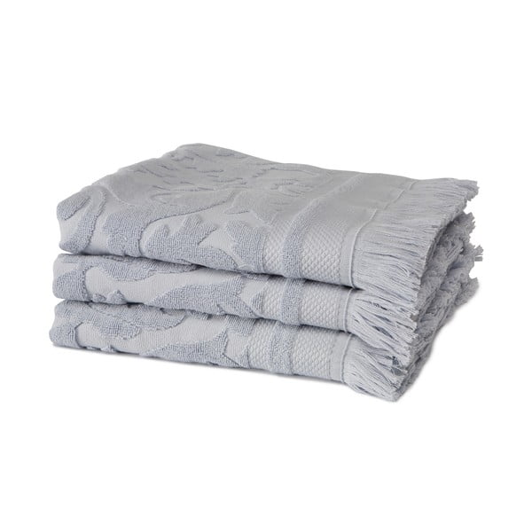 Sada 3 modrých ručníků z organické bavlny Seahorse, 60 x 110 cm