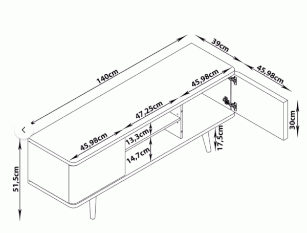 Valge telerilaud tammepuust 140x52 cm Alana - Støraa-image-4