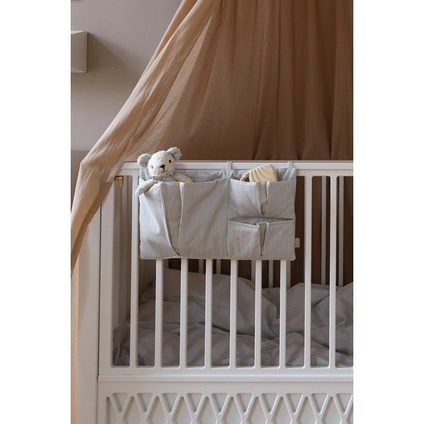 Helesinine orgaanilisest puuvillast võrevoodi tasku 42 cm Classic Stripes Blue - Cam Cam Copenhagen-image-1