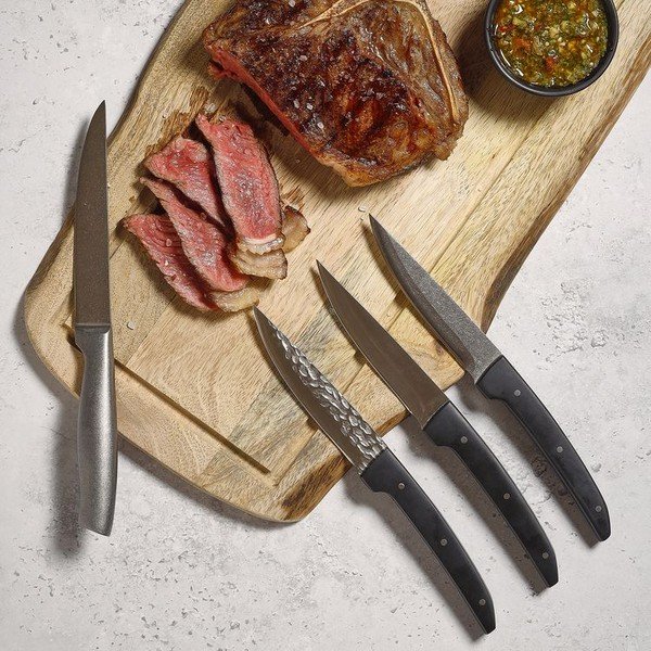 Mustad/hõbedased terasest steikinoad 4-osalise komplektiga Carne - BonBistro-image-2