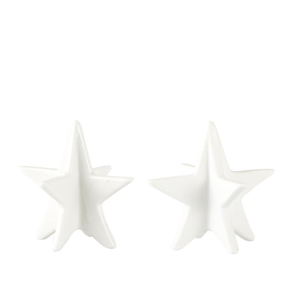 Sada 2 dekorativních hvězd KJ Collection White Matt, 8 cm