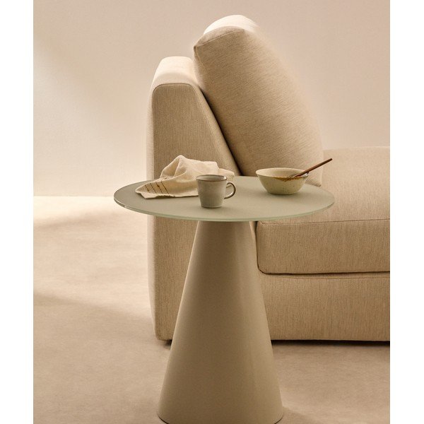 Ümmargune abilaud klaasist pealispinnaga ø 50 cm Wilshire - Kave Home-image-1