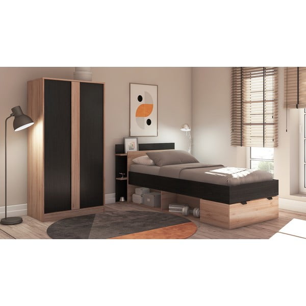 Must tammespoonist üheinimesevoodi ilma voodipõhjata 90x200 cm Albo - Marckeric-image-1