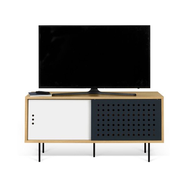 TV komoda v dekoru dubového dřeva s černobílými detaily TemaHome Dann Dots, délka 135 cm-image-3