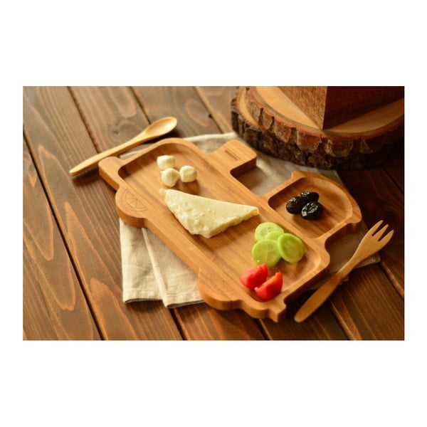 Bambusest valmistatud rongikujuline lastetaldriku ja söögiriistade komplekt Trainy - Bambum-image-3