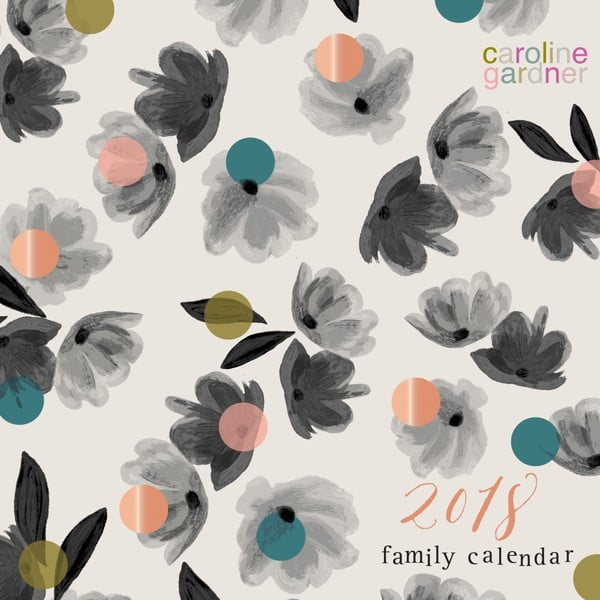 Nástěnný rodinný kalendář pro rok 2018 Portico Designs Caroline Gardner Rose Tinted