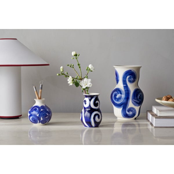 Sinine käsitsi maalitud keraamiline vaas Tulle - Kähler Design-image-4