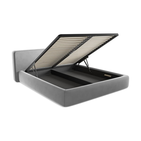 Hall polsterdatud kaheinimesevoodi koos voodipõhja ja panipaigaga 180x200cm Kiana - Makamii-image-3