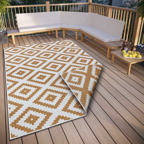 Ookerkollane-valge õuevaip 120x170 cm Malta - NORTHRUGS-image-1