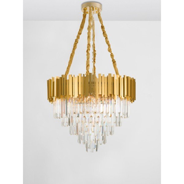 Kuldse värvi metallist ripplamp kristallvarjuga, läbimõõduga 73 cm Grane - Nova Luce-image-3