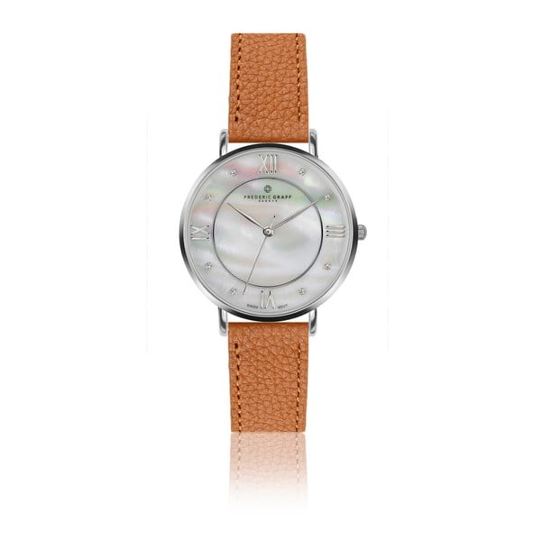 Dámské hodinky s koňakově hnědým páskem z pravé kůže Frederic Graff Silver Liskamm Lychee Ginger